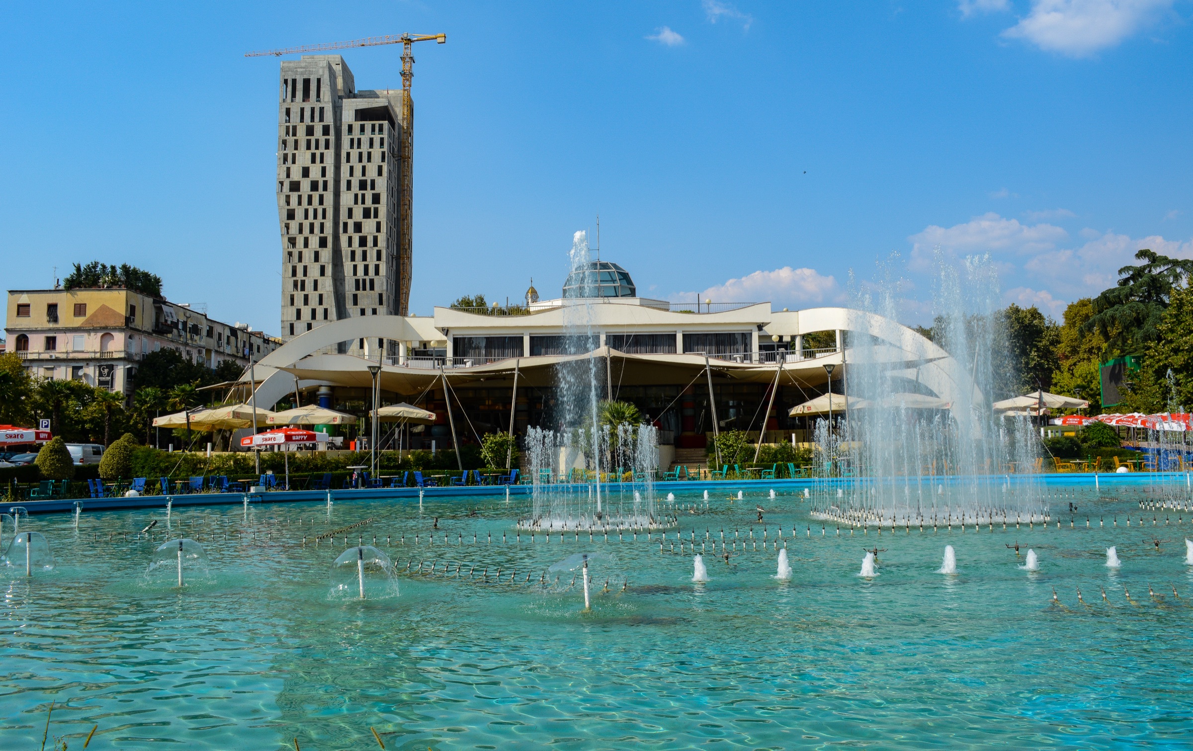 Rinia Park in Tirana from above